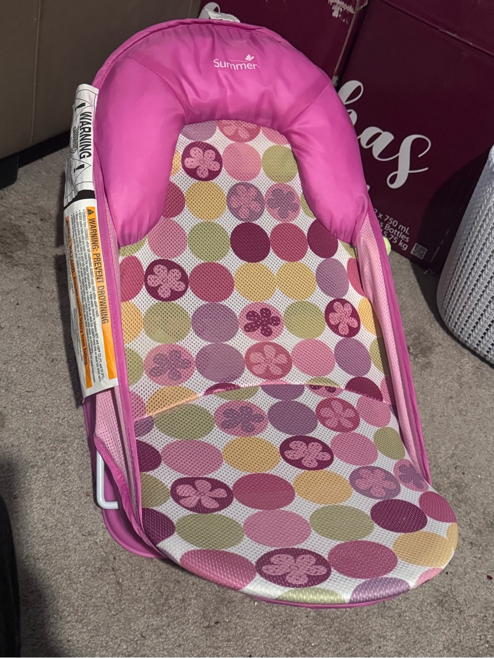 Infant Pink Polka Dot Baby Bath Seat